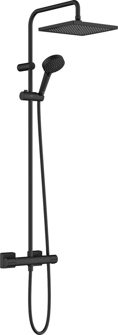 Forme vernis Hansgrohe - tube de douche - économie d'eau ecosmart - taille 240 mm - 1 fonction jet - noir mat - avec thermostat