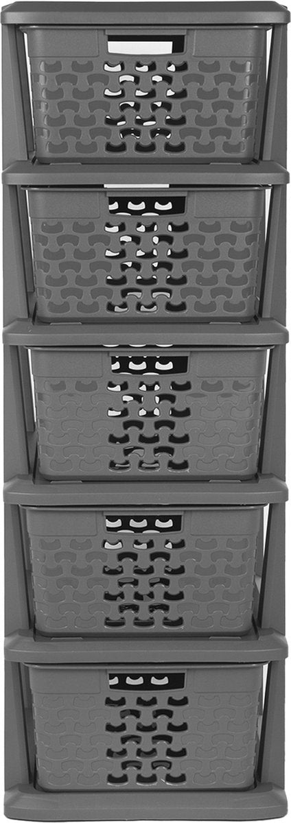Branq - système de tiroirs - meuble avec 5 paniers - 24 x 29,5 x 80 cm - gris foncé