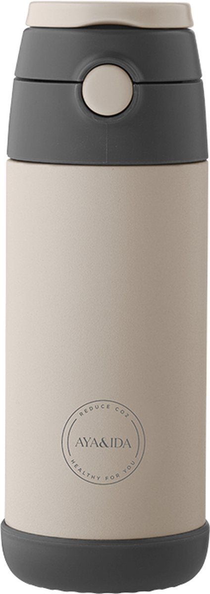 Aya ida - gourde - thermos - gourde - paille enfant - 350ml - beige crème