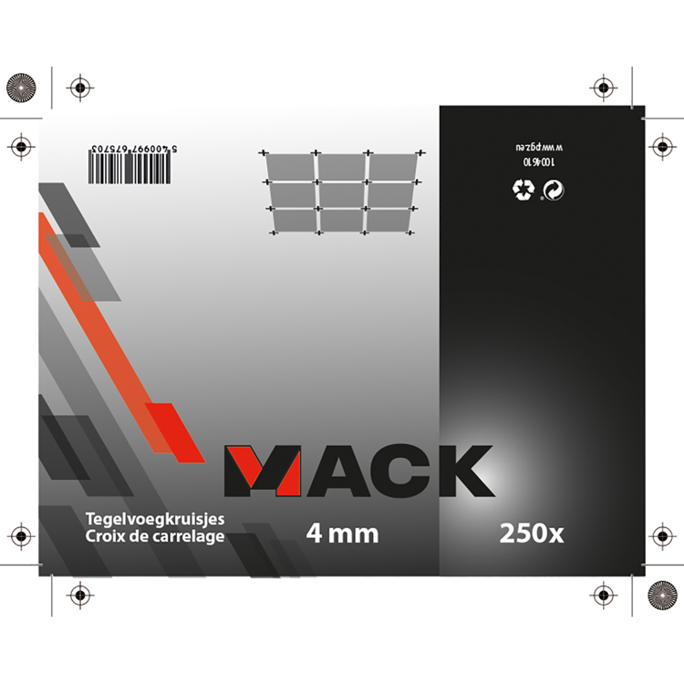 Mack 1004610 - entretoises pour joints de carrelage 4mm 250pcs | 10 pièces