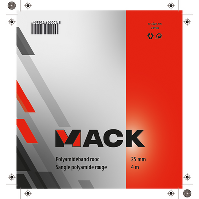 Mack 1006127 - ruban polyamide rouge 25mm-4m | 6 pièces