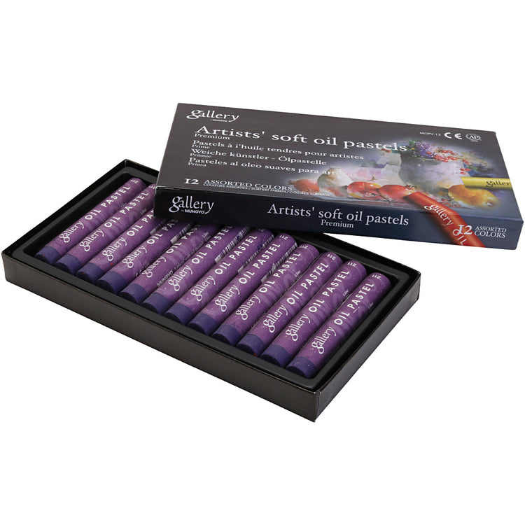 Pastel à l'huile Gallery, l: 7 cm, d 11 mm, épaisseur 11 mm, violet, 12 pièces 1 boîte