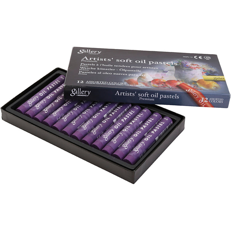 Pastel à l'huile Gallery, l: 7 cm, d 11 mm, épaisseur 11 mm, violet, 12 pièces 1 boîte