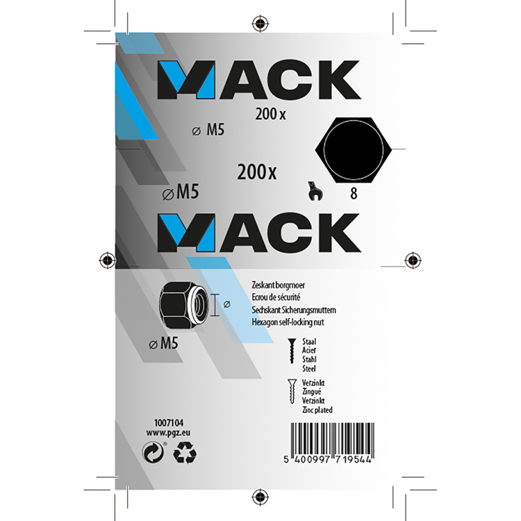 Mack 1007104 - contre-écrous 200 pièces m5 | 5 pièces