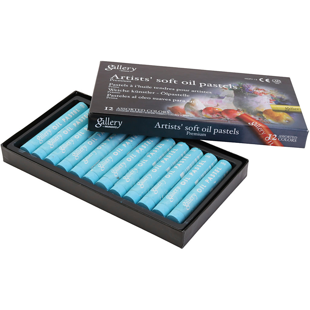 Pâte d'huile de galerie, L: 7 cm, D 11 mm, épaisseur 11 mm, turquoise, 12 pièces 1 boîte