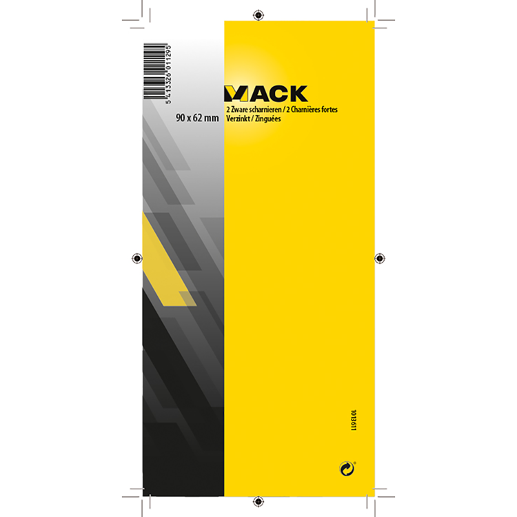Mack 1013611 - 2 charnières lourdes galvanisées h 90 x l 62 mm | 5 pièces