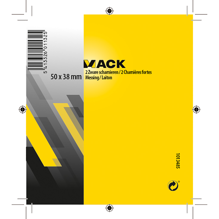 Mack 1013485 - 2 charnières laitonnées h 50 x l 38 mm | 5 pièces