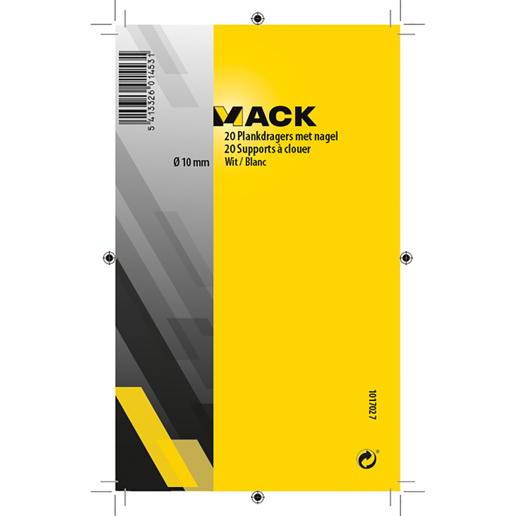 Mack 1017027 - 20 supports d'étagère avec clou blanc | 5 pièces