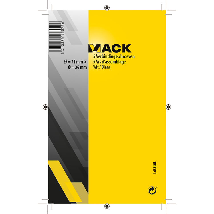 Mack 1013891 - 5 vis de connexion blanches 30-40mm | 10 pièces