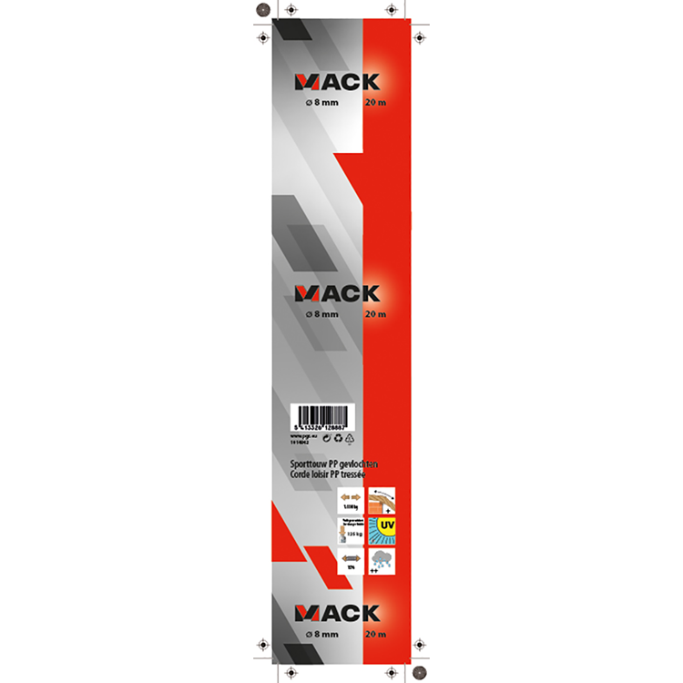 Mack 1014942 - corde de sport brin tressé pp8mm 20m | 5 pièces