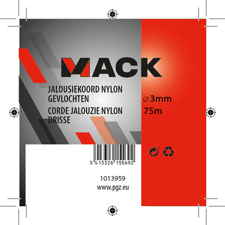 Mack 1013959 - cordon de store nylon blanc bobine 3mm 75m | 5 pièces