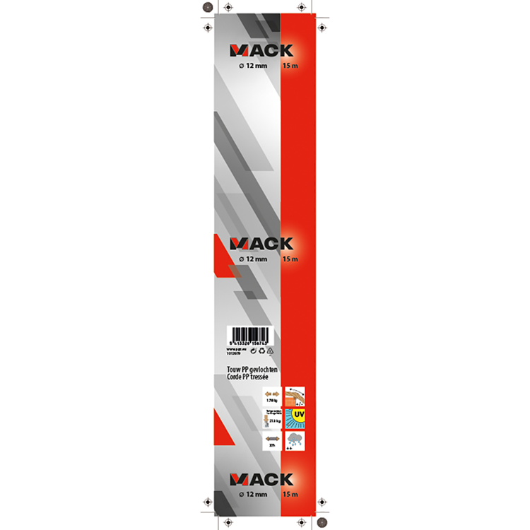 Mack 1013979 - pp tressé blanc bleu fil12mm 15m | 5 pièces