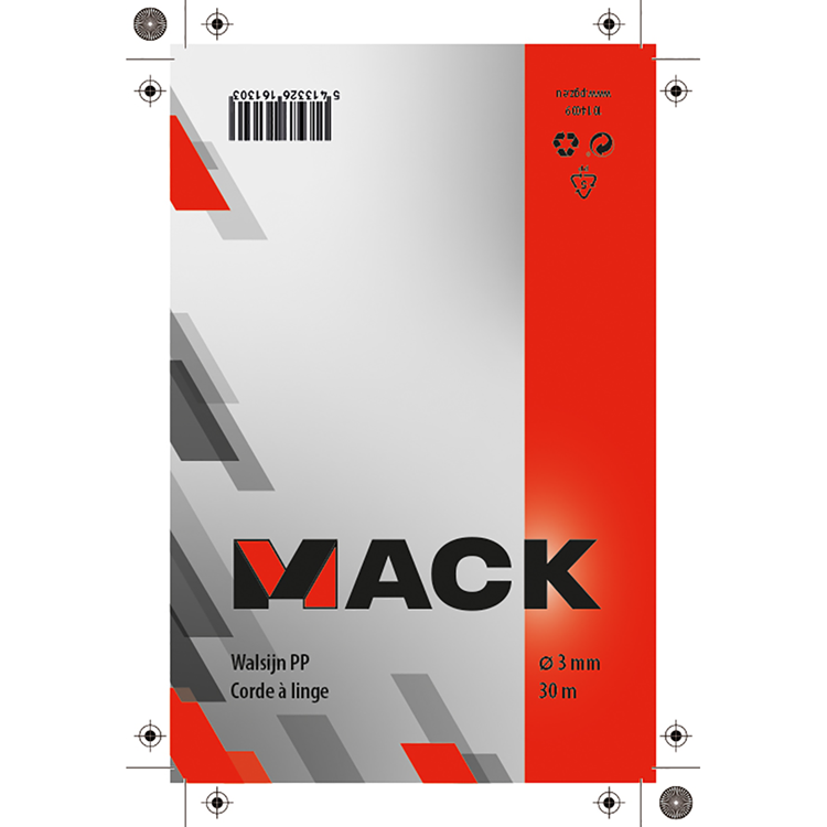 Mack 1014009 - fil pour corde à linge pp bleu toron 3mm 30m | 5 pièces
