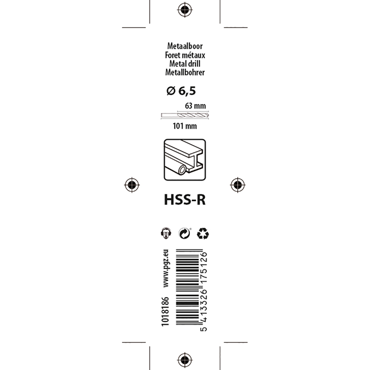 Mack 1018186 - foret universel hss r ø 6,5 x 101 mm | 5 pièces