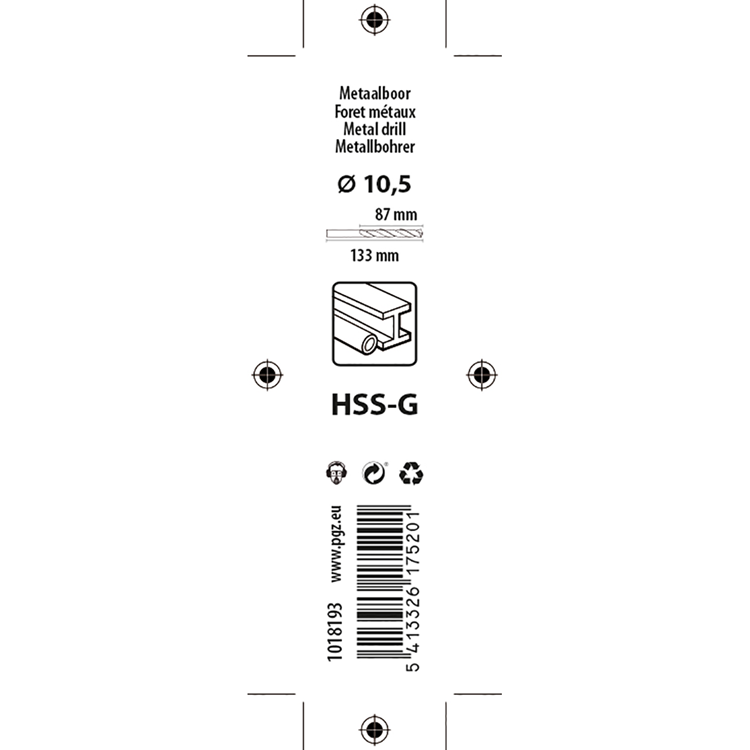 Mack 1018193 - foret à métaux hss g din 338 ø 10,5 x 133 mm | 5 pièces