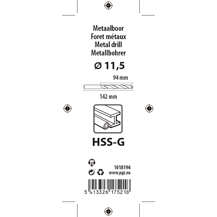 Mack 1018194 - foret à métaux hss g din 338 ø 11,5 x 142 mm | 5 pièces