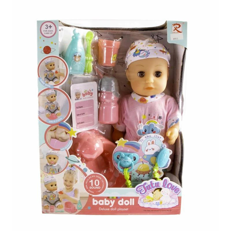 Poupée 30cm en boîte avec 10 sons