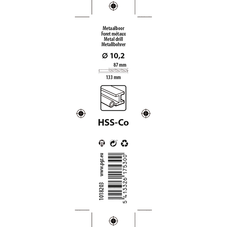Mack 1018203 - foret à métaux hss co5% din 338 ø 10,2 x 133 mm | 5 pièces