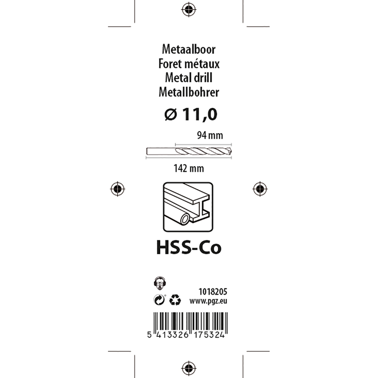 Mack 1018205 - foret à métaux hss co5% din 338 ø 11,0 x 142 mm | 5 pièces