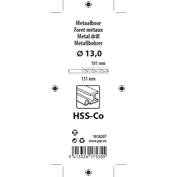 Mack 1018207 - foret à métaux hss co5% din 338 ø 13,0 x 151 mm | 3 pièces
