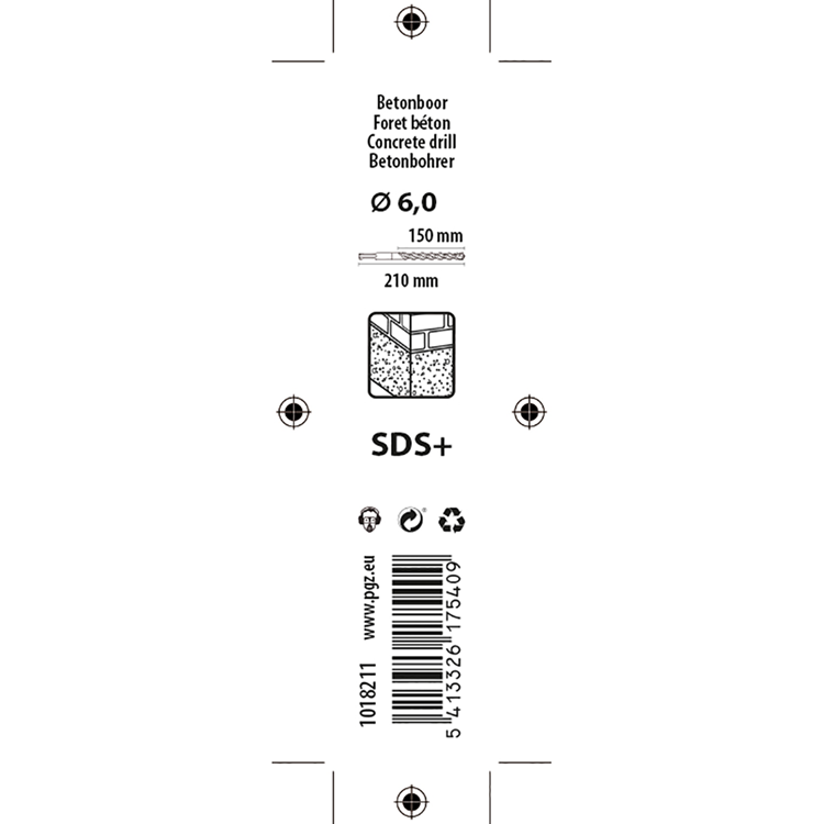 Mack 1018211 - marteau perforateur sds + ø 6,0 x 210 mm | 5 pièces