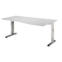 Bureau Bach ergonomique gris clair hauteur réglable pied en C 1800x1000x680-760mm marteau