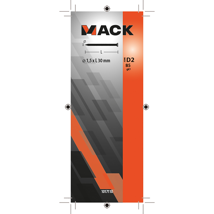 Mack 1017110 - clou fin tête plate 85 gr 1,5 x 30 mm | 5 pièces