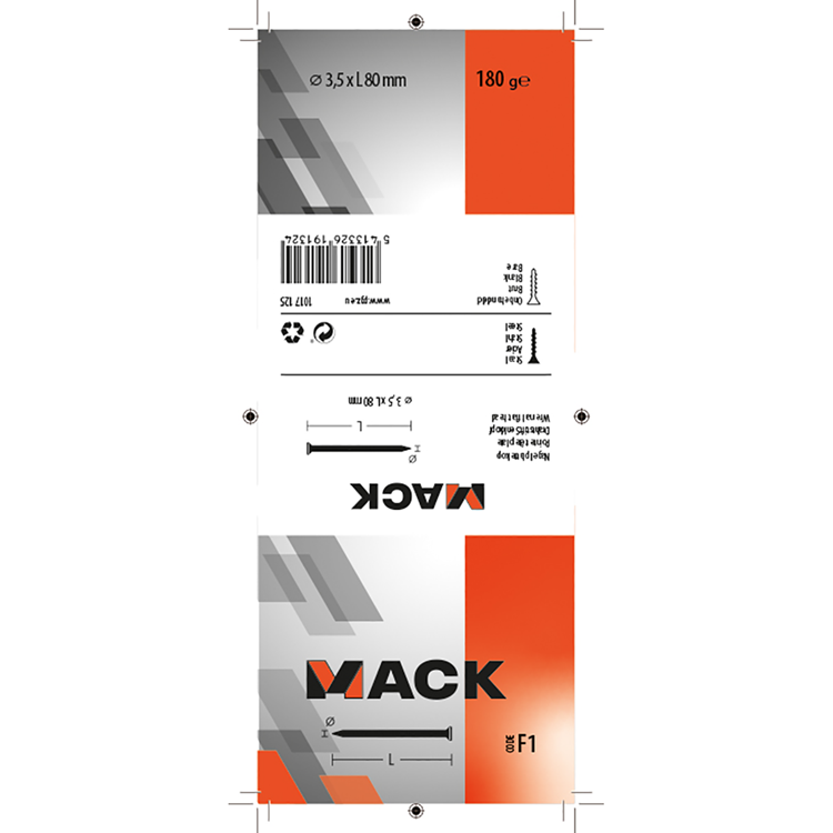 Mack 1017125 - clou tête plate 180 gr 3,5 x 80 mm | 5 pièces