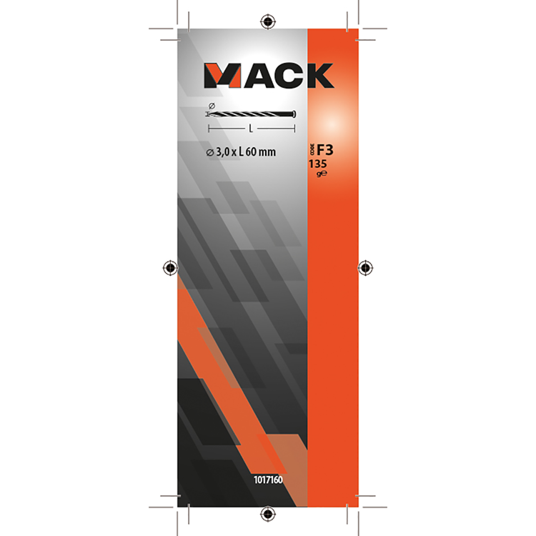 Mack 1017160 - clou torsadé pk galvanisé 135gr 3.0 x 60 mm | 5 pièces