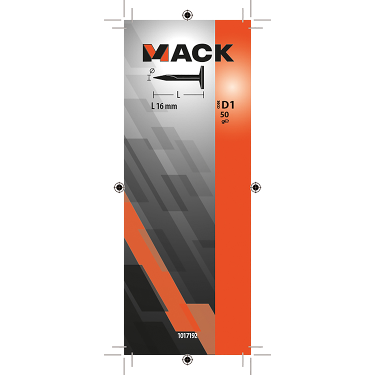 Mack 1017192 - bloc clou acier galvanisé 50 gr16 mm | 10 pièces
