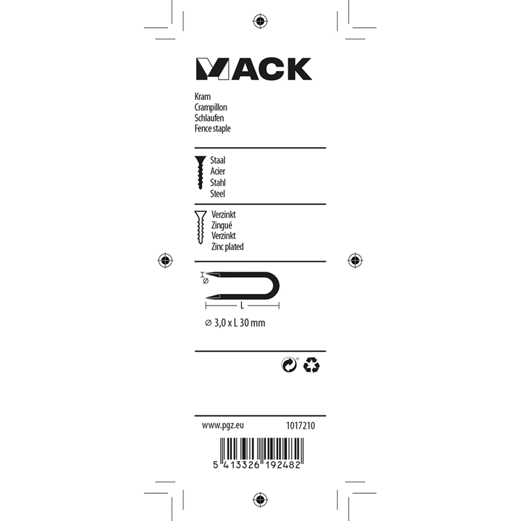 Mack 1017210 - acier de base galvanisé 100 gr 3,0 x 30 mm | 5 pièces