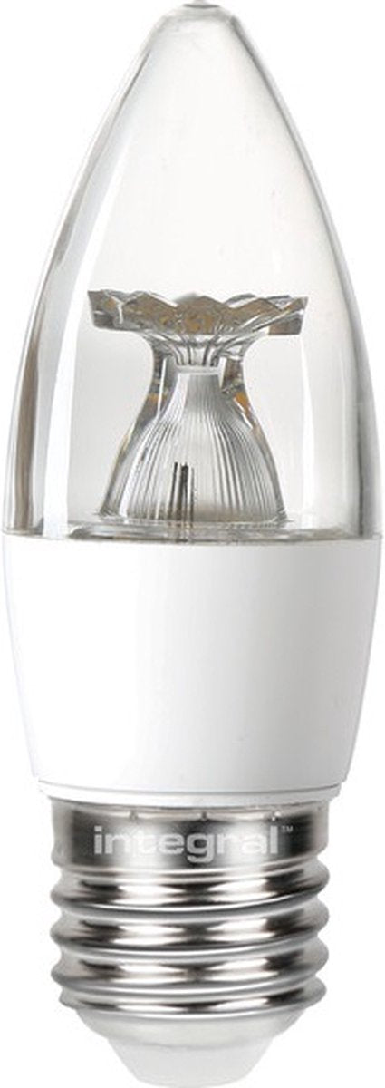 LED intégrée - lampe bougie - E27 - 4,9 watts - 2700k - 470 lumens - couvercle transparent - non dimmable