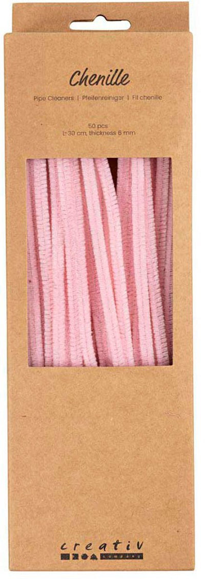 Creativ company chenille, l: 30 cm, épaisseur 6 mm, rose, 50 pièces 1 boîte