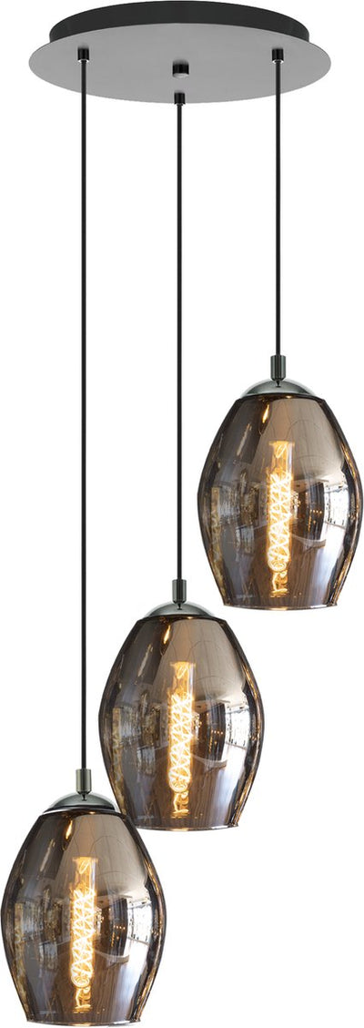 Lampe à suspension Eglo Estanys - ø45 cm - e27 - verre fumé - gris noir