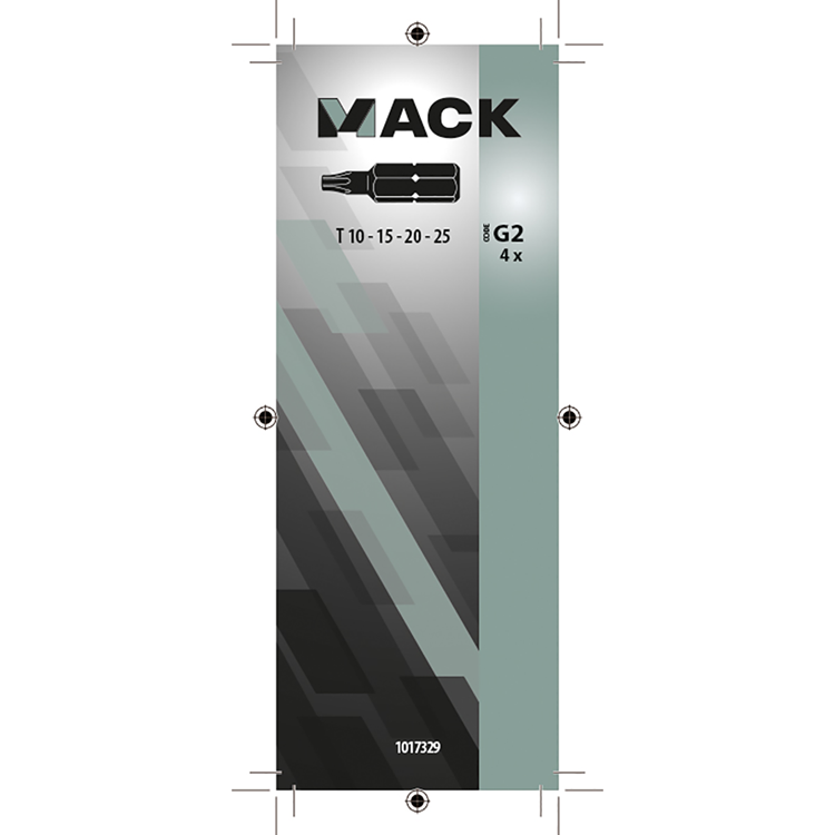 Mack 1017329 - embout à vis Torx acier non traité 4 pcs t10-15 20-25 | 10 pièces