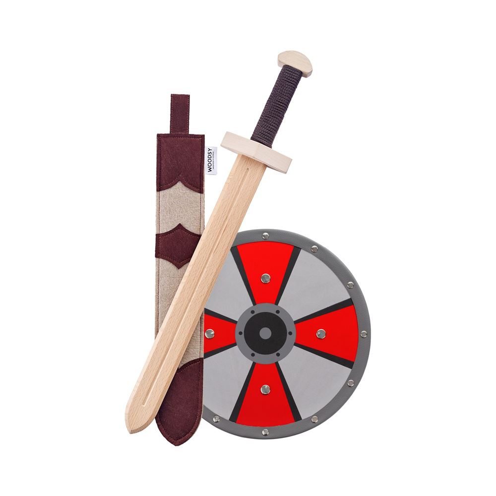 Épée en bois boisé avec bouclier. 4+