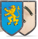 Bouclier en bois boisé lion bleu. 26x39