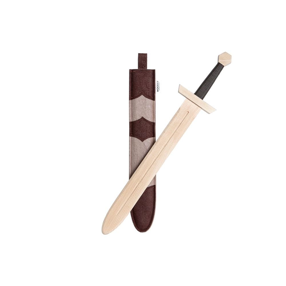 Grande épée en bois boisé. 57,5x12x5 cm