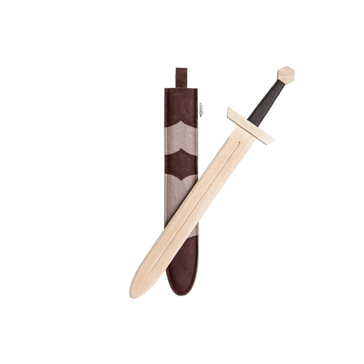 Grande épée en bois boisé. 57,5x12x5 cm