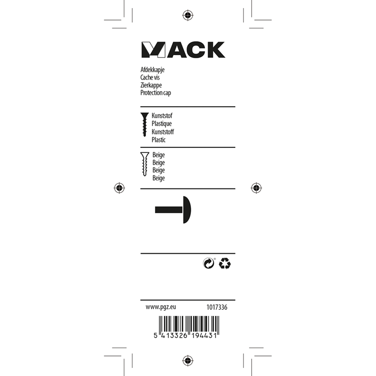 Mack 1017336 - capuchon plastique beige 40 pcs | 10 pièces