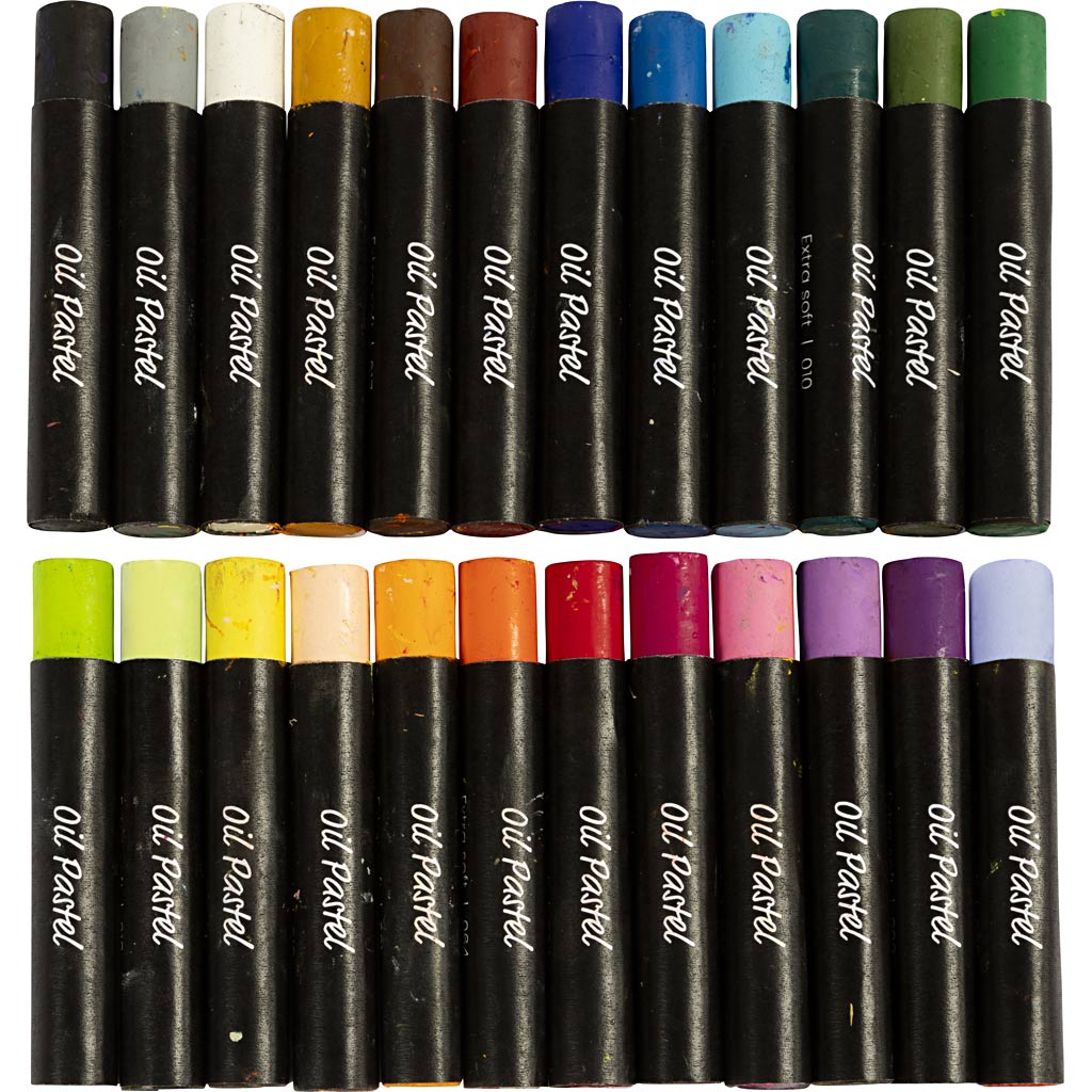 Pastels à l'huile Creativ company, l: 7 cm, épaisseur 11 mm, couleurs pastel, 24 pièces 1 boîte