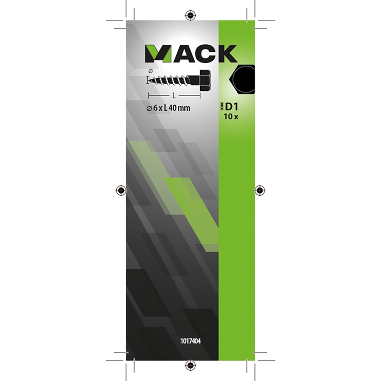 Mack 1017404 - boulon fileté à bois en acier galvanisé 10 pièces 6 x 40 mm | 10 pièces