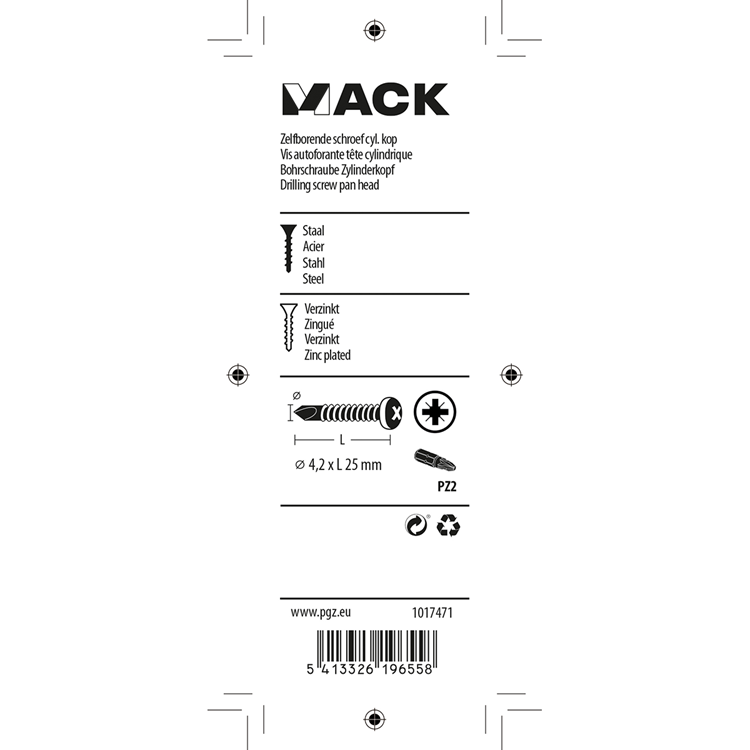 Mack 1017471 - vis autoperceuse cyl. cond. 24 pièces 4,2 x 25 mm | 10 pièces