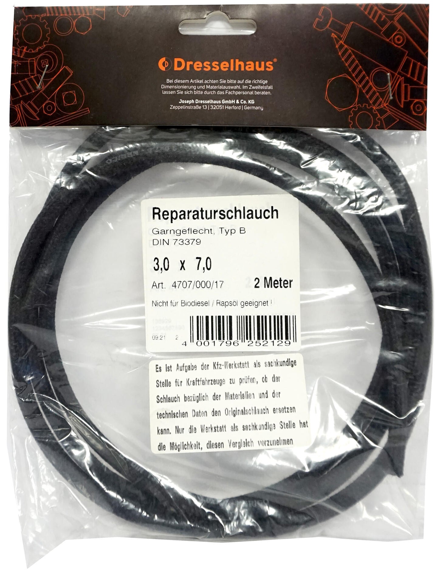 Tourage de carburant de Dresselhaus 4.5x9.5 DIBELH. 4707 2m