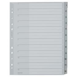 Leitz gris 1 à 12 onglets A4 en polypropylène