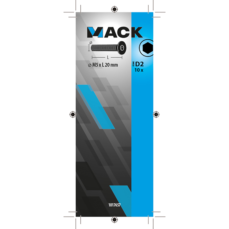 Mack 1017657 - boulon à six pans creux plaqué. cond. 10 pièces m5x20 | 10 pièces