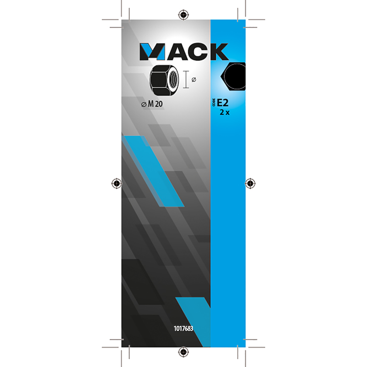 Mack 1017683 - écrou hexagonal en acier galvanisé 2 pcs m 20 | 5 pièces