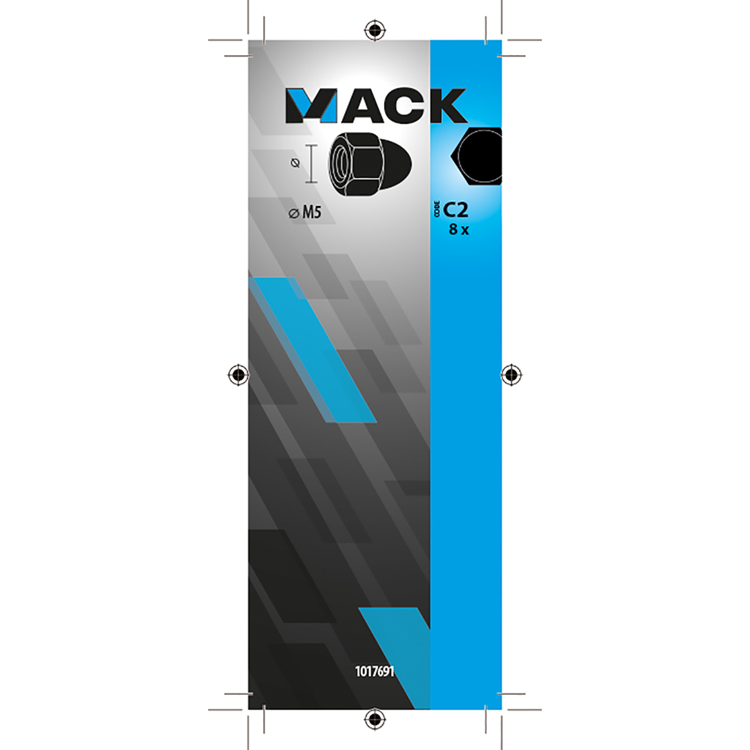 Mack 1017691 - écrou borgne hexagonal en acier galvanisé 8 pcs m5 | 10 pièces