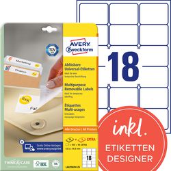 Etiquettes réadhésives avery zweckform stick lift blanc