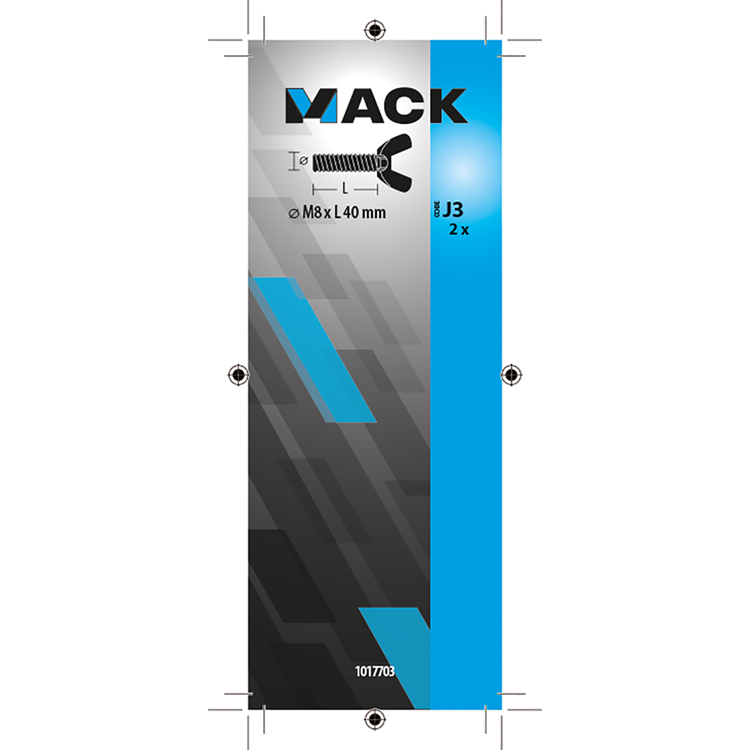 Mack 1017703 - vis à oreilles galvanisée jaune 2 pcs m8 x 40 mm | 10 pièces